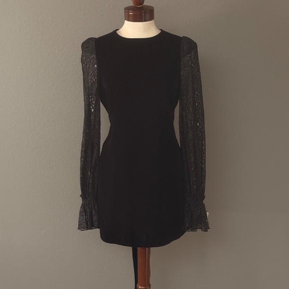 The Vampire's Wife X H&M Black Velvet Lace Neo Gothic Mini Dress Sz L Halloween - Picture 10 of 15